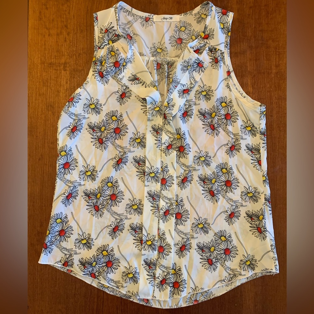 ModCloth white floral collared shirt